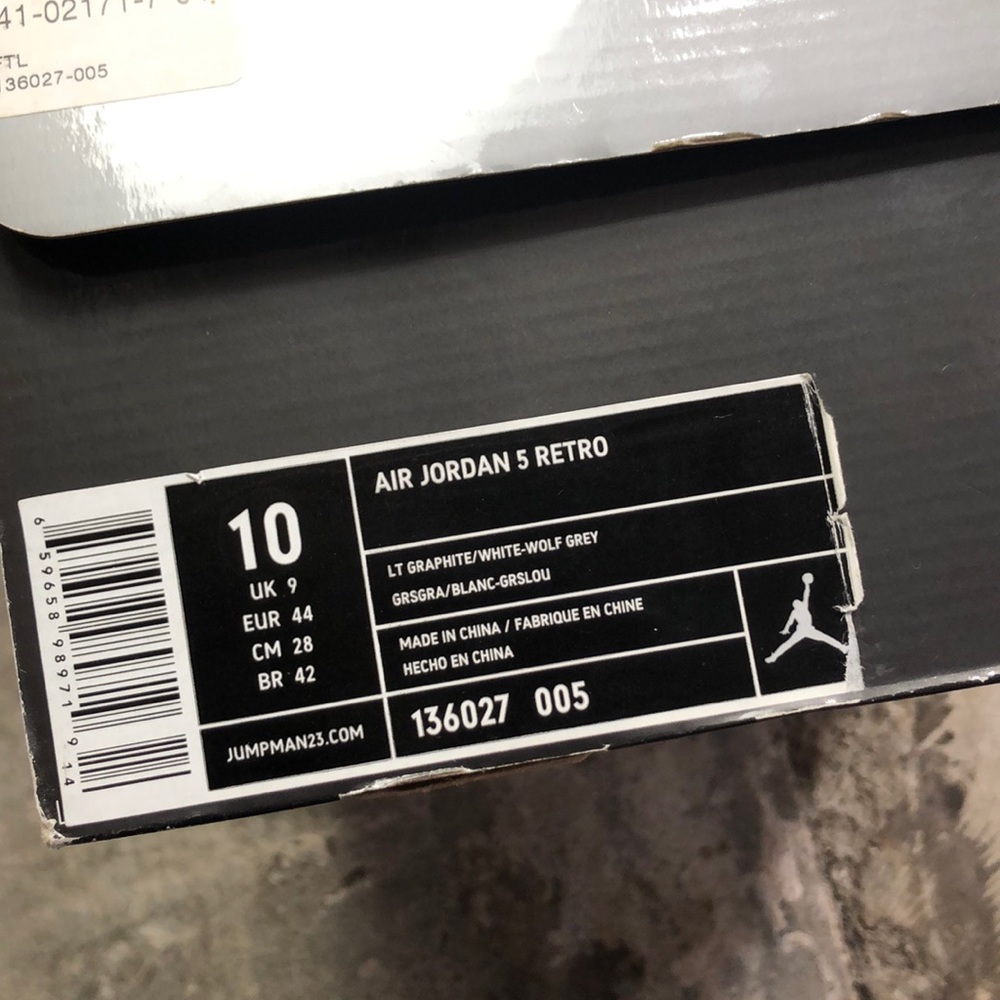 2011 JORDAN RETRO 5 WOLF GREY 10 (USED) - Picture 6 of 6
